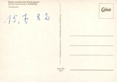 Volpriehausen no Solling — vista parcial — Cekade Vph 022 — Verso