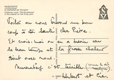Alt-Nürnberg — Handwerkerhof am Königstor — wydawca Stojana-Verlag, nr 7032/H — Rewers