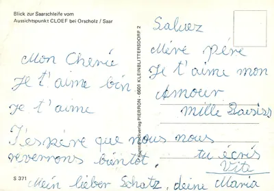 Orscholz Widok Cloef — widok na Saarschleife — Kunstdruckverlag Pierron — Rewers