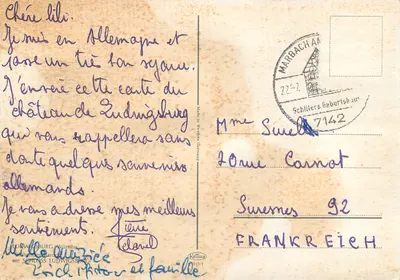 Bilhete postal moderno Schloss Ludwigsburg — Verso