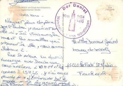 Nördlingen — cidade da Idade Média — editor desconhecido, número de série não visível — Verso