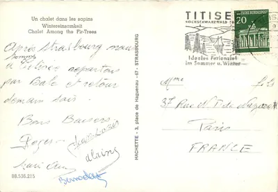 Chalé entre os pinheiros — Hochschwarzwald — editor A Cegonha, n° 88.536.215 — Verso