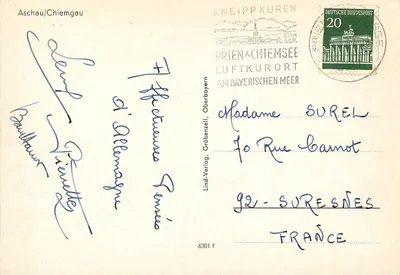 Aschau/Chiemgau — vista do vilarejo e da igreja — Lind-Verlag, 6301 F — Verso