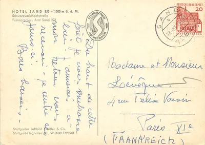 Hotel Sand — Schwarzwaldbachstraße — Stuttgarter Luftbild Eisäßer & Co. nr W 3249 F/9/548 — Rewers