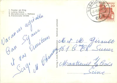 Saarlouis — uitzicht op de stad — Verlag F. Muth, 86 Saarbrücken — Achterkant