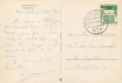 Estação de Landau/Pfalz — Hauptbahnhof — editor Andres & Co., Hamburg — Verso