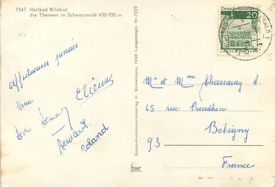 Wildbad — widok panoramiczny z kurortu i budynku głównego — Bodan-Ansichtskartenverlag — Rewers