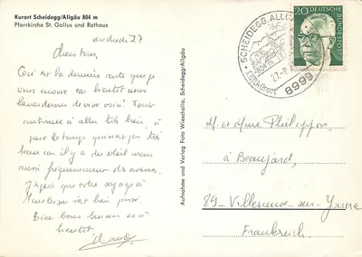 Scheidegg/Allgäu — Kościół, Rathaus i wnętrze kościoła — Foto Wieschalla — Rewers