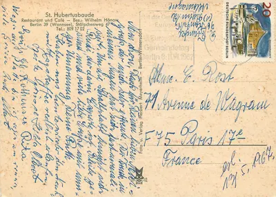 Restaurante e Café Hubertusbaude — Stölpchenweg 47, Berlin 39 — Berlin-Writtemdorf — Verso