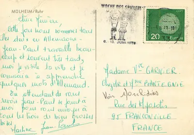 Bilhete postal moderno Mulheim Coca Cola — Verso