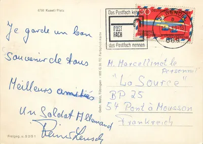 Camp militar de La Source — Kusel/Pfalz — editor Gebr. Metz, Tübingen — Verso