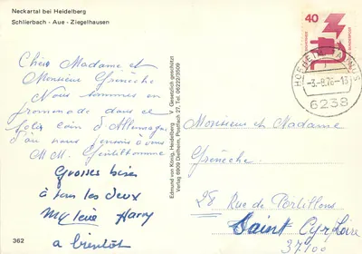 Neckartal przy Heidelberg — Schliefbach - Aue - Ziegelhausen — Wydawnictwo Edmund von König — Rewers