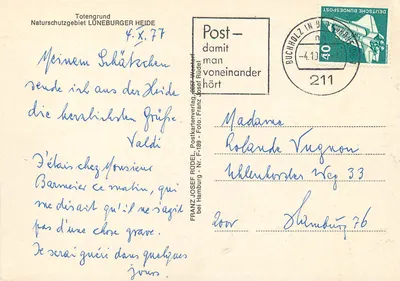 Totengrund Heide — Parque Natural Lüneburger Heide — editor Franz Josef Rüdel, n° F-189 — Verso