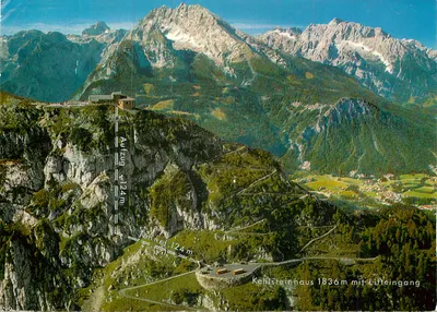 Bilhete postal moderno Kehlsteinhaus 1836m com entrada do elevador — Berchtesgaden — Editora H. Ammon, Número 841