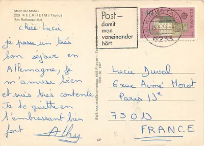 KELKHEIM / Taunus — Praça do Rathaus com fonte e estátua — EWS-Anstichtkartenverlag, n° 1307 — Verso