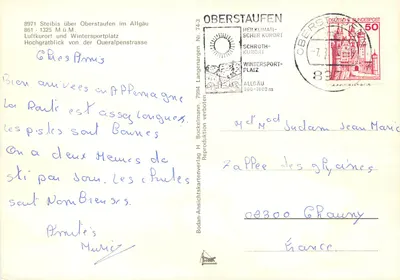 Vista aérea do Hochgratblick em Oberstaufen — Bodan-Ansichtskartenverlag, n° 74.3 — Verso