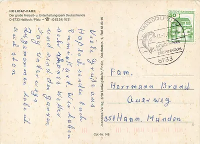 Holiday-Park Hassloch — parque de lazer — Jaenecke-Verlag, Col.-Nr. 146 — Verso
