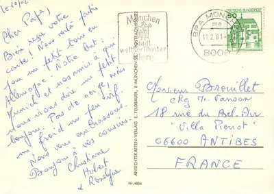 Landsberg/Lech — Paisagem com torre, ponte, cisnes e estátua — editor ANSICHTSKARTEN-VERLAG — Verso