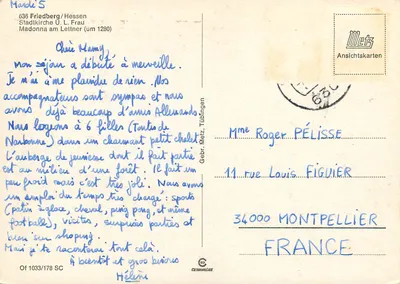Madonna am Lettner — igreja de Friedberg, Hessen — editor Meitz, n° 1033/178 SC — Verso