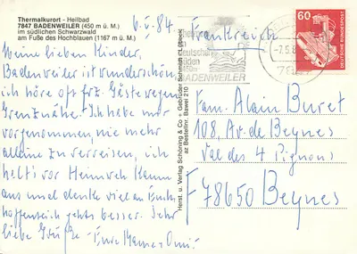 Badenweiler — vista panorâmica e locais — Verlag Schöning & Co — Verso