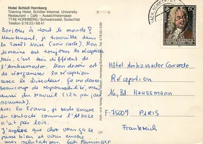Castelo e ruínas nas florestas do Schwarzwald — Hotel Schloß Hornberg, 7746 Hornberg — Verso