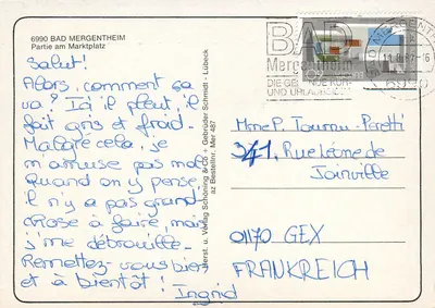 Bad Mergentheim — Parte no Mercado — Verlag u. Gebrüder Schmidt & Co, Lübeck — Verso