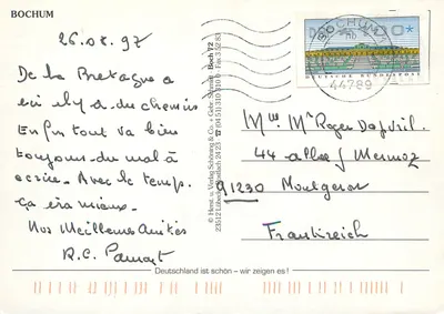 Bochum — Grâce aos Nordrhein-Westfalen — editor Herst. u. Verlag Schöning & Co. + Geb. Schmitt — Verso