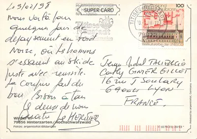 Hinterzarten — Local de cura e esportes de inverno — SUPER CARD — Verso