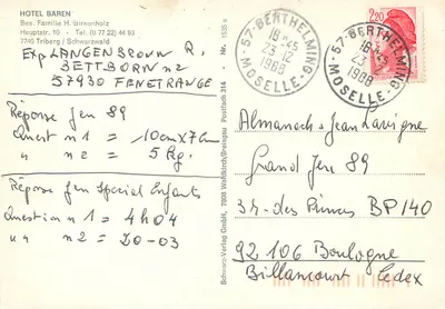 Hotel zum Bären — Triberg / Schwarzwald — Schwarz-Verlag GmbH, Nr. 314 — Verso