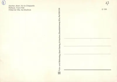 Aachen — Hotel de Ville — Gerd Bildverlag, n° G 199 — Verso