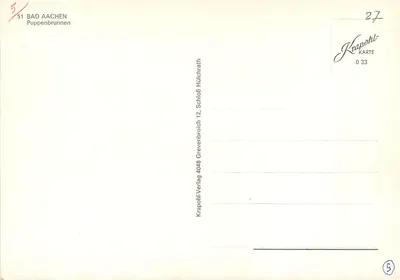 Bad Aachen — Fontanna z lalkami — Krapohl-Verlag — Rewers