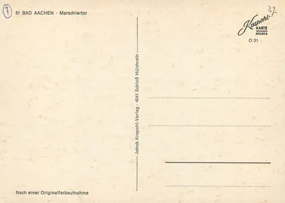 Bad Aachen - Marschiertor — editor Krapohi-Verlag, série O 31 — Verso