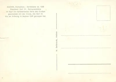 AACHEN, Skarbiec katedry - Relikwie busta Karola IV ok. 1350 — W. Delbrouck, Aachen — Rewers