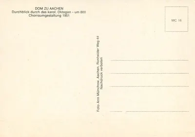 Dom w Aix-en-Champagne — Oktogonalny chórzek — wydawca Münchow, Aachen, nr MC 16 — Rewers
