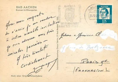 Bad Aachen — fontes no Elisengarten — Bahnforschungshandlung Oscar Schütz, 51 Bad Aachen — Verso