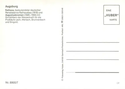 Augsburg — Rathaus i Augustusbrunnen — Huber — Rewers