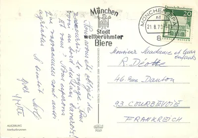 Fonte de Mercúrio — Augsburgo — editor Krüger, n° 703/7 — Verso