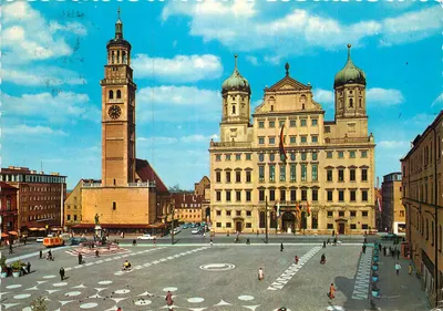 Augsburgo — Rathaus und Perlachturm — editor não visível