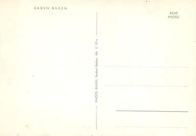 Baden-Baden — vista panorâmica — PHOTO-KUHN, Baden-Baden, Nr. C 18 a — Verso