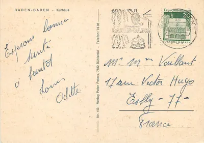 Baden-Baden — Kurhaus — Verlag Peter Peters Nr. 153 — Verso