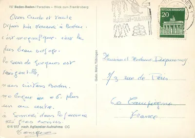 Baden-Baden/Paradies — Widok na Fremersberg — Gebr. Metz, Tübingen — Rewers