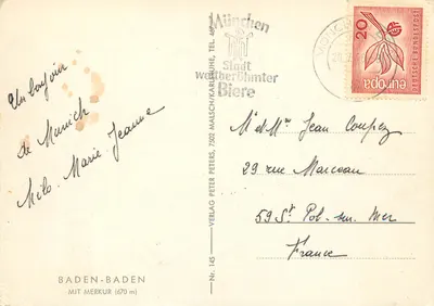 Baden-Baden — widok panoramiczny — Verlag Peter Peters, nr 145 — Rewers