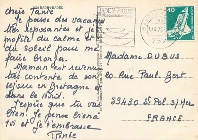 Vista aerea di Baden-Baden — editore Hersteller und Verlag Schöning & Co. Lebeck, n° 7570 — Verso
