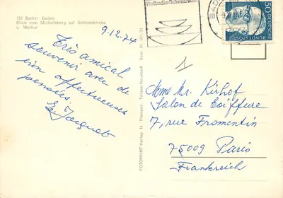 Baden-Baden — Widok z Michelsberg z kościółkiem Schlosskirche — FOTOPRINT-Verlag, n° 301/31 — Rewers