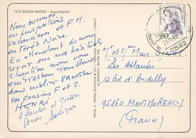 Baden-Baden — Augustaplatz — Verlag Schöning & Co, Lübeck — Verso