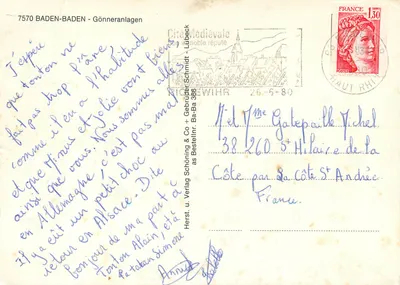 Baden-Baden - Gönneranlagen — Znana średniowieczna miasto — Verlag Schöning & Co + Gebrüder Schmidt - Lübeck — Rewers