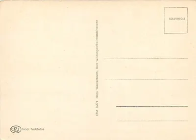 Bad Wildungen-Reinhardshausen — widok czterech miejsc: jezioro z łabędziami, hala, dom Alte Mühle, dom Hahnberg — wydawca CTM — Rewers