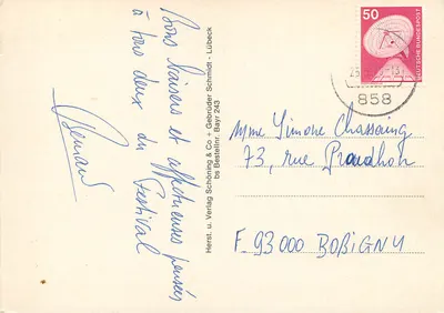 Festspielstadt Bayreuth — Editor: Schöning & Co + Gebrüder Schmidt, número de série 243 — Verso