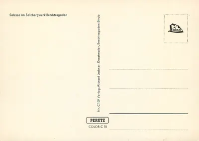 Salzsee w kopalni soli Berchtesgaden — nocna wycieczka — wydawca Lochner, nr C139 — Rewers