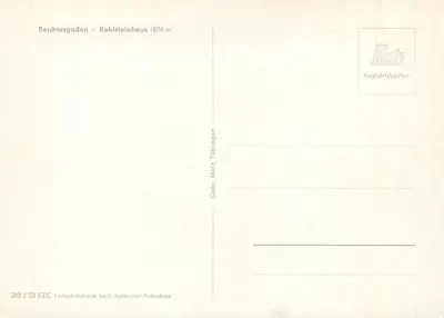 Berchtesgaden — Kehlsteinhaus 1834 m — Gebr. Metz, Tübingen — Rewers